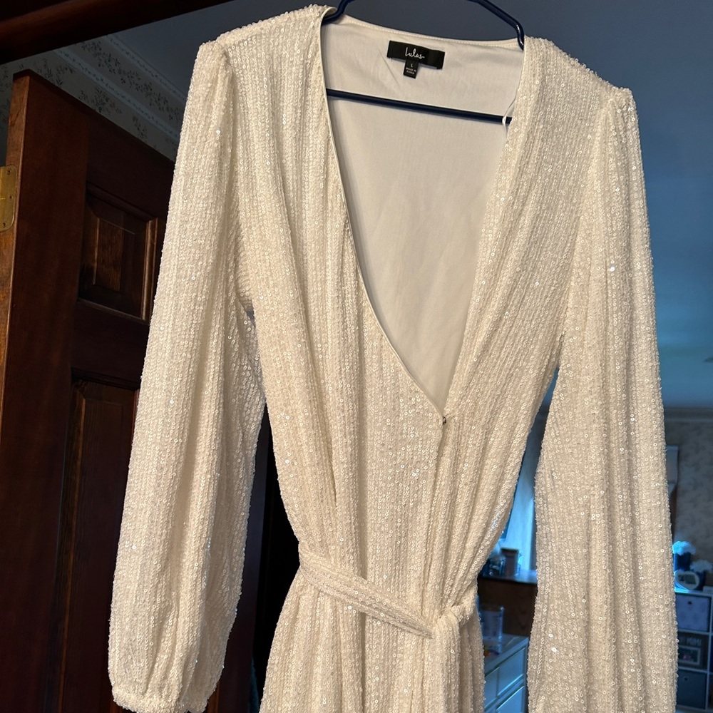 White sequins wrap dress